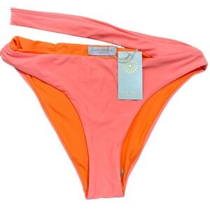 Ramy Brook Hope Bikini Bottom High Cut One Shoulder Strap Elora Coral Medium NWT